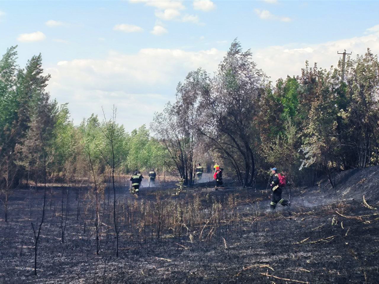 Более 7 часов тушили пожар рядом с детским лагерем в Волгоградской области