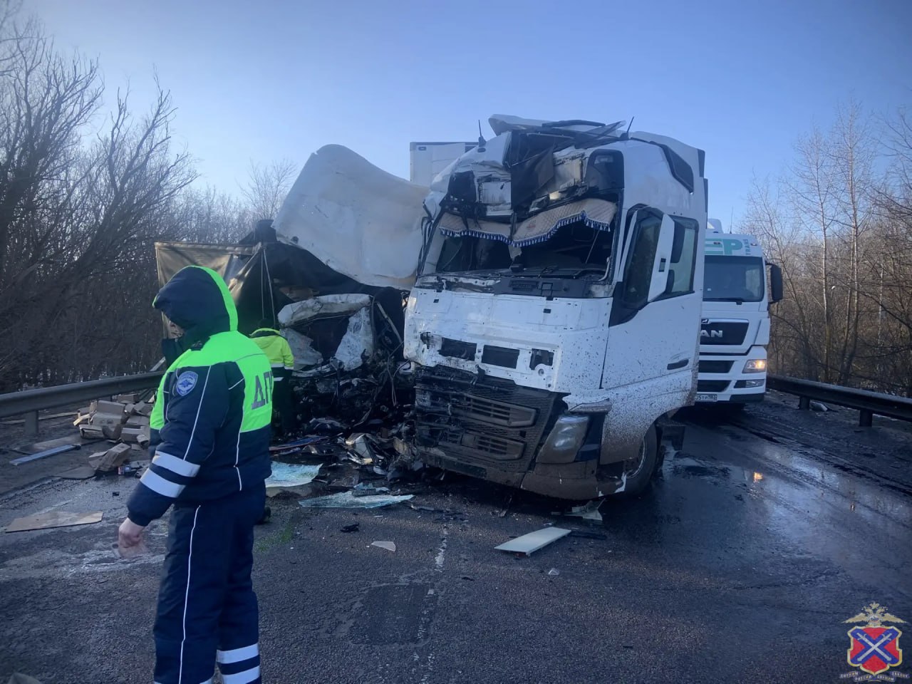 Страшное ДТП с двумя фурами случилось на федеральной трассе в Волгоградской области